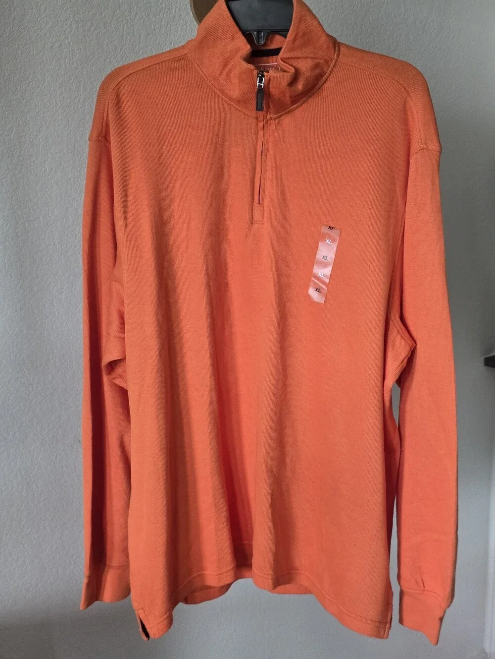 Club Room XL French Rib 1/4 Zip Pullover Sweater Roasted Pumpkin NWT Cotton Men